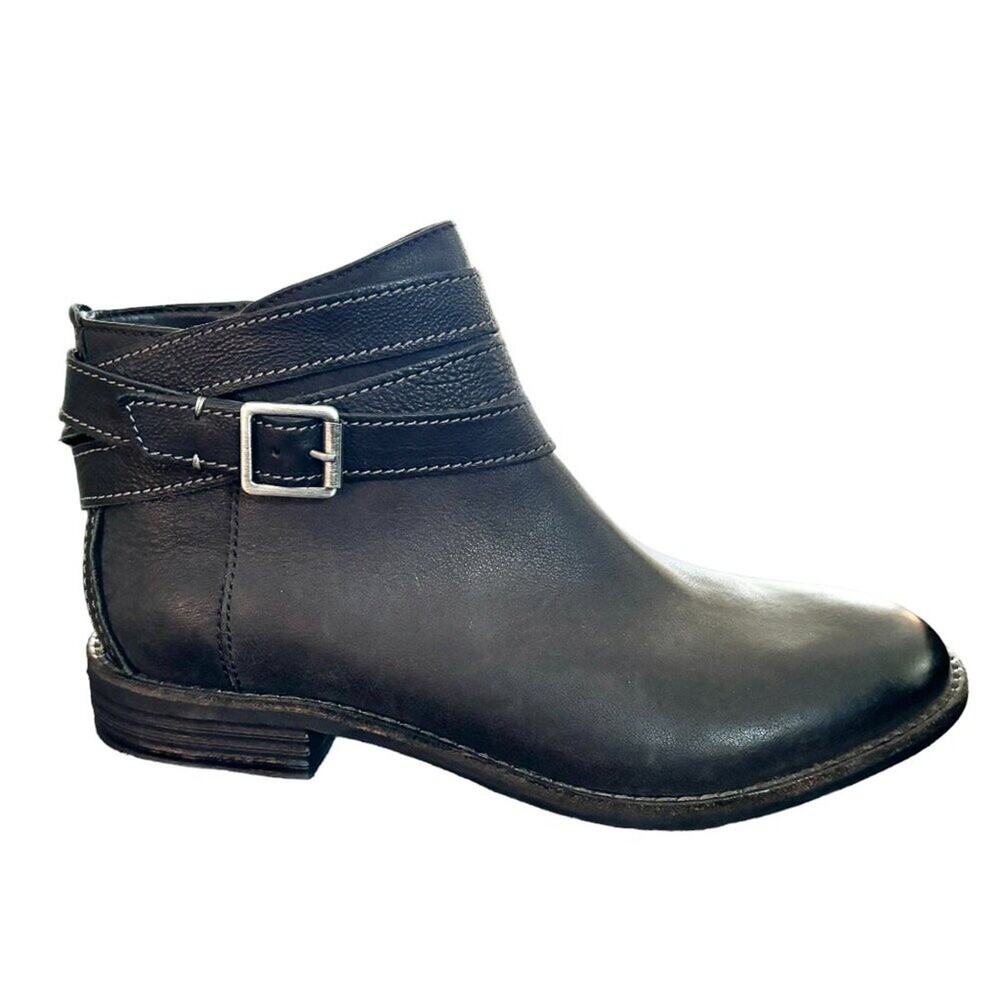 NEW CLARKS Artisan Maypearl Edie Leather Ankle Boots Black SZ 6.5